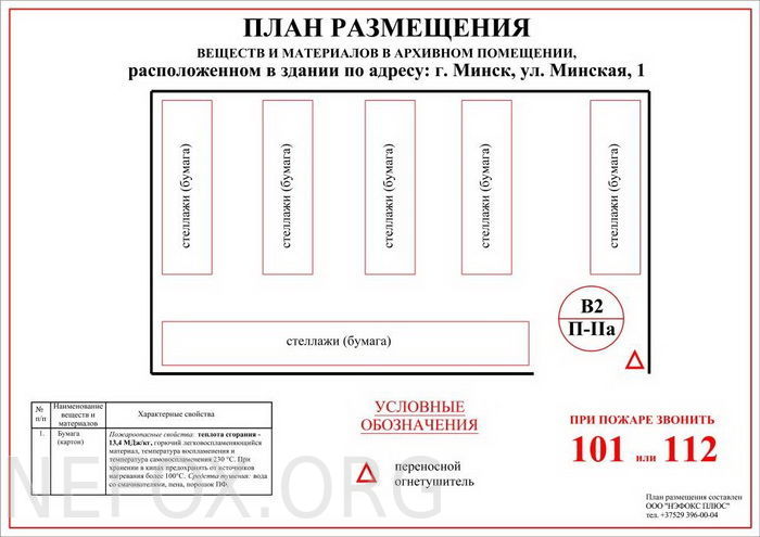 План схема архивохранилища